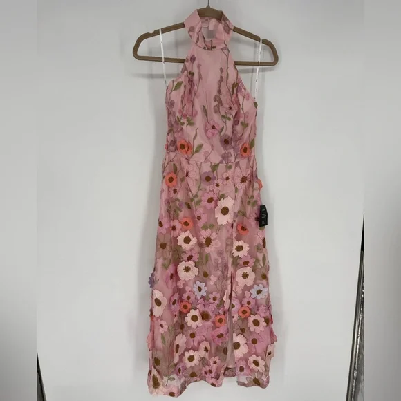 Lulu's Pink Floral Midi Dress - Picture 2 of 6